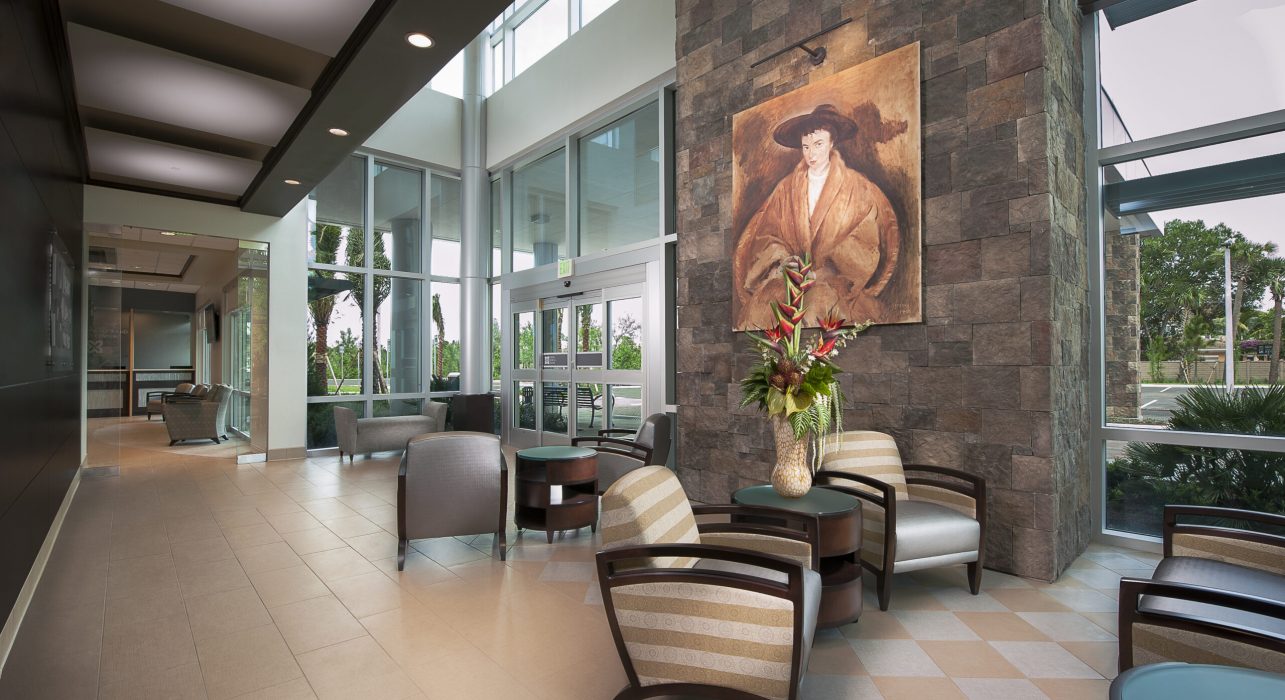 The gorgeous entry way of the Margaret W Niedland Breast Cancer  Center in Jupiter, Florida.  Photography by Jeffrey A McDonald