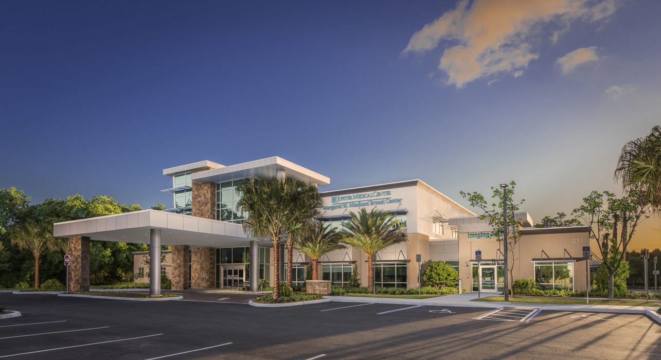 The unique architecture of the Margaret W Niedland Breast Cancer Center in Jupiter, Florida.  Photography by Jeffrey A McDonald.