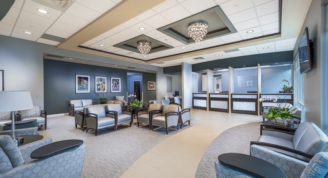 The beautiful lobby of the Margaret W Niedland Breast Cancer  Center in Jupiter, Florida.  Photography by Jeffrey A McDonald