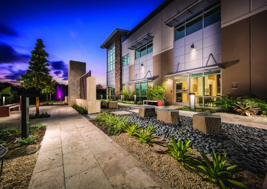 The relaxing zen garden at the Margaret W Niedland Breat Cancer Center in Jupiter, Florida.  Photography by Jeffrey A McDonald.